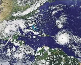  ?? (NASA) ?? La espectral imagen del huracán Irma, ayer en el Caribe. Se trata del ciclón más poderoso del año en la costa atlántica.