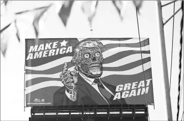  ??  ?? A giant billboard shows a drawing depicting Trump, along Periferico avenue in Mexico City, Mexicom. — Reuters photo