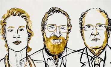  ?? PREMIO NOBEL ?? Frances H. Arnold, George Smith y Gregory P. Winter, ganadores del Nobel de Química este año.