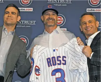  ?? DAVID BANKS/GETTY IMAGES ?? Here it is, the Cubs’ lone move of the offseason, hiring David Ross to replace Joe Maddon.