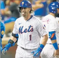  ?? AP ?? POWER FACE: Jeff McNeil reacts after hitting a homer off a lefty for the first time in nearly three years.