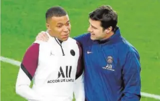  ?? EFE ?? Mbappé y Pochettino, ayer en el Camp Nou