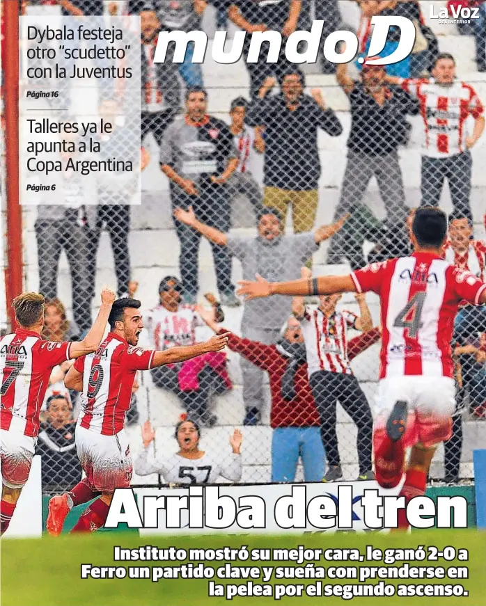  ?? (PEDRO CASTILLO) ?? Gustavo Gotti. El goleador albirrojo celebra su gol, el que abrió el camino de una victoria fundamenta­l en Alta Córdoba. Se suman Yabale, Mainero y los hinchas.