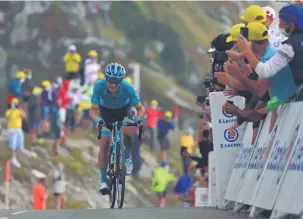  ?? (AFP). ?? El colombiano Miguel Ángel López durante la etapa 17° del Tour de Francia.