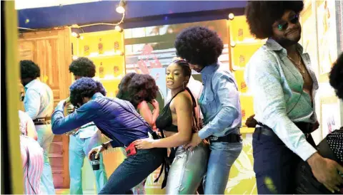  ??  ?? Bbnaija housemates during their Saturday Night Party