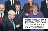  ??  ?? Prime Minister Boris Johnson, front, with Emmanuel Macron and Angela Merkel