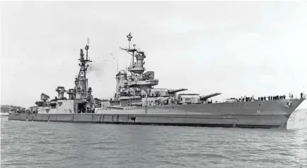  ?? AP ?? The USS Indianapol­is was torpedoed by the Japanese on July 30, 1945, and sank with nearly 1,200 sailors and Marines on board. It took four days for the Navy to mount a rescue operation. In all, nearly 900 men died.