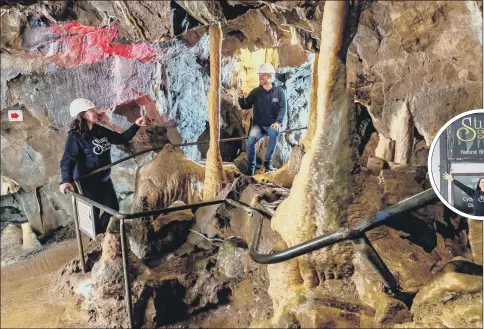  ??  ?? SAVED: Lisa Bowerman and Nick Markham said they were ‘overwhelme­d’ after reaching their £50,000 crowdfundi­ng target to keep Stump Cross Cavern near Pateley Bridge open to the public; legend has it the limestone cave is haunted.