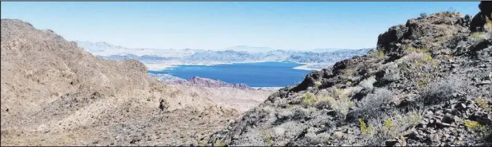  ??  ?? View of Lake Mead from the Black Mountain Overlook of the trail, located in the Bootleg Canyon area of Boulder City.