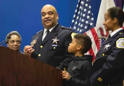  ?? ASHLEE REZIN GARCIA/SUN-TIMES FILE ?? Former CPD Supt. Eddie Johnson was celebrated when he announced his planned retirement in November 2019. But within a month, that happy facade would fall.