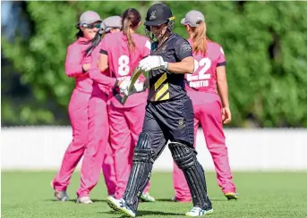  ?? GETTY IMAGES ?? Northern Spirit players celebrate the dismissal of Wellington star Sophie Devine at Lincoln yesterday.