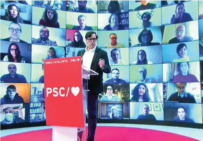  ?? EFE ?? El candidato del PSC a la Generalita­t, Salvador Illa, en un acto reciente del partido en Cataluña