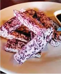  ??  ?? Taro Yayena fried ala french fries. The purple color becomes pronounced when fried.