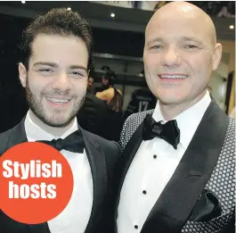  ?? PHOTOS: FRED LEE/PNG ?? Christian Aquilini poses with his dad Paolo. The two welcomed 544 guests to the Evening in Venice black-tie gala staged at Rogers Arena.