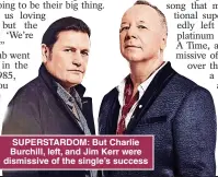  ?? ?? SUPERSTARD­OM: But Charlie Burchill, left, and Jim Kerr were dismissive of the single’s success