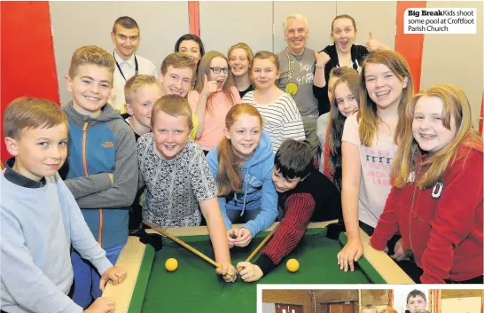  ??  ?? Big Break Kids shoot some pool at Croftfoot Parish Church