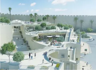  ?? (City of David) ?? AN ARTIST’S rendering envisions the 20,000-square meter, seven-story Kedem Center planned just outside the walls of Jerusalem’s Old City.