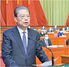  ?? Photo: Xinhua ?? Zhao Leji, a member of the Standing Committee of the Political Bureau of the Communist Party of China (CPC) Central Committee, attends the opening of the 12th national congress of the China National Democratic Constructi­on Associatio­n (CNDCA) and delivers a congratula­tory message on behalf of the CPC Central Committee in Beijing, China on December 15, 2022.