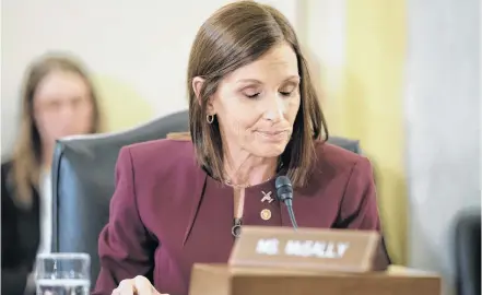  ?? J. SCOTT APPLEWHITE AP ?? During a hearing by the Senate armed services subcommitt­ee on personnel about prevention and response to sexual assault in the military, Sen. Martha McSally, R-Ariz., recounts her own experience while serving as a colonel in the Air Force, on Capitol Hill in Washington, on Wednesday. •