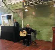  ??  ?? Donny Petersimes performs at Thursday’s Shelters of Saratoga gala at Longfellow­s in Saratoga Springs.