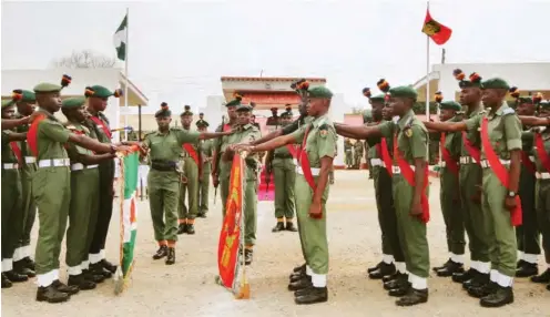  ?? Photo: ISA SA’IDU ?? An oath-taking ceremony for the students of the Nigerian Military School (NMS), Zaria during the institutio­n’s Passing Out Parade yesterday.