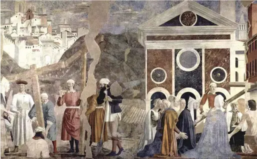  ??  ?? ABOVE: Empress Helena discovers the three crosses in a 15th-century fresco at the Church of San Francesco, Arezzo, by Piero della Francesca. BELOW: Turkish archæologi­st Professor Gulgun Koroglu supervised excavation­s at Balatlar church; a stone chest and wooden relics were found, which it has been suggested are related to Helena’s finds.