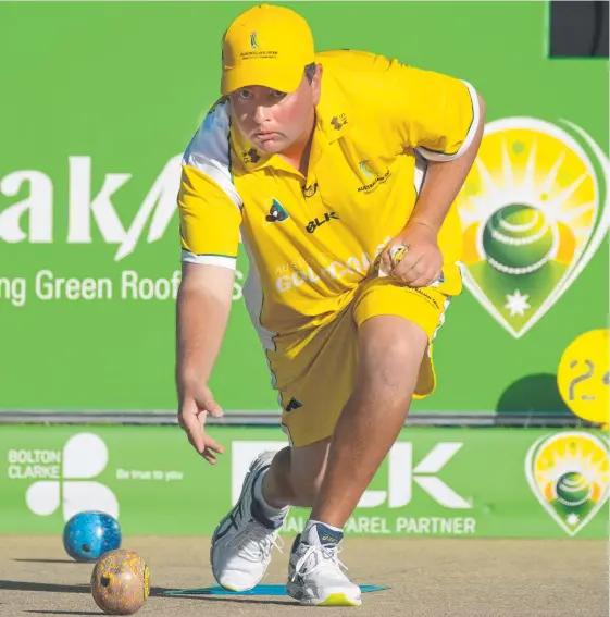  ?? Picture: BOWLS AUSTRALIA ?? The Gold Coast’s Ryan Bester in action at the 2018 Australian Open.