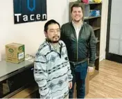  ?? MEAD GRUVER/AP ?? Tacen CEO Jae Yang, left, and attorney John Bugnacki on Nov. 28 inside the Cheyenne, Wyo., headquarte­rs of the crypto exchange Yang plans to launch in 2023.