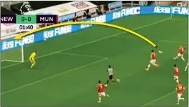  ??  ?? ARE YOU SHAW? United defender Luke Shaw lobs De Gea for a spectacula­r own-goal to gift Newcastle an early lead at St James’ Park last night