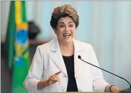  ?? ANDRESSA ANHOLETE/ AFP ?? Dilma Rousseff en su comparecen­cia pública de ayer