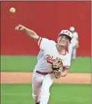  ??  ?? LFO’s Tanner Mantooth allowed just four hits and struck out four hitters in the Warriors’ most recent victory, a 12-1 home win over Murray County.