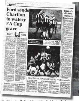  ?? ?? The Birmingham Post’s match report from the following Monday