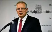  ?? GETTY IMAGES ?? Australian Prime Minister Scott Morrison announces Australia will recognize west Jerusalem as the capital of Israel but won’t move its embassy until there’s a peace settlement between Israel and the Palestinia­ns.