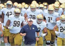  ?? BOB DONNAN, USA TODAY SPORTS ?? Coach Brian Kelly and Notre Dame host USC in a key clash in Week 8.
