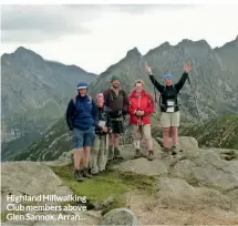  ??  ?? Highland Hillwalkin­g Club members above Glen Sannox, Arran...