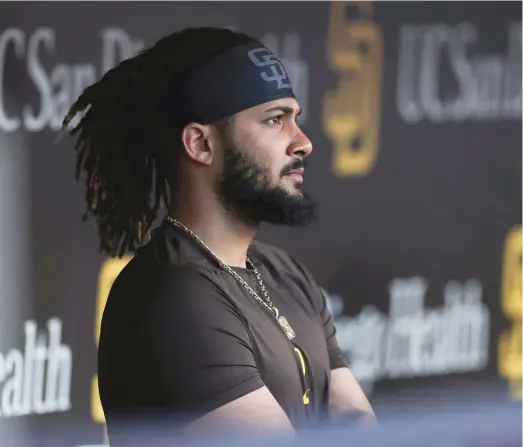  ?? DERRICK TUSKAN/AP ?? Major League Baseball suspended Padres shortstop Fernando Tatis Jr. for 80 games Friday after he tested positive for the banned substance Clostebol.