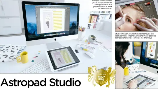  ??  ?? Astropad Studio enables you to use your iPad Pro and Apple Pencil as a graphics tablet to paint on a Mac screen. Studio is compatible with Photoshop, SketchBook Pro and other major Mac art apps, so you can start making pressure-sensitive lines in...