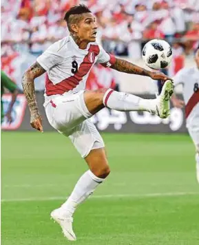  ?? AFP PIC ?? Peru forward Paolo Guerrero controls the ball during the friendly against Saudi Arabia on Sunday.