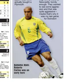  ?? Southend Coventry
Sheff Utd Peterborou­gh
Wigan 9 1 9 1 10 0 8 1 9 0 ?? BANANA MAN: Roberto Carlos was an early hero