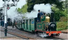  ?? OWEN HAYWARD ?? Visiting from the Ravenglass & Eskdale Railway, Katie departs New Romney with one of the shuttle services towards Occupation Crossing 20.