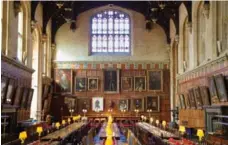  ?? RALPH WILLIAMSON/EXPERIENCE­OXFORDSHIR­E ?? The Tudor Great Dining Hall in Oxford’s Christ Church College is a ringer for Hogwarts’ dining hall. It’s just missing the floating candles.