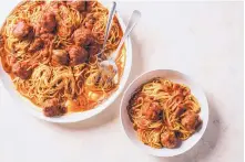  ?? CARL TREMBLAY/ASSOCIATED PRESS ?? Using a multicooke­r, Meatballs and Marinara can be slow-cooked for hours or pressure-cooked in 15 minutes.