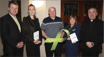  ??  ?? Malcolm Byrne TD, Barbara Brennan (guest speaker from See Change), Patrick Hipwell, Cllr. Barbara Ann Murphy and Fr. Jim Fegan PP at the mass for mental health in Ballindagg­in Church on Saturday night.