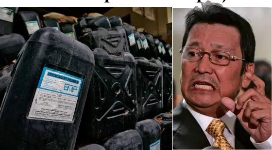  ?? RAFFY LERMA ?? WHAT DENGUE OUTBREAK? Sen. Manuel “Lito” Lapid earmarked millions from his Priority Developmen­t Assistance Fund (PDAF) for chemicals said to prevent dengue, part of them are still in storage in the Integrated Solid Waste Management Facility in Teresa,...