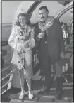  ??  ?? Hemingway and his third wife, Martha Gellhorn, are seen on board the SS Matsonia arriving in Hawaii during their trip to China
