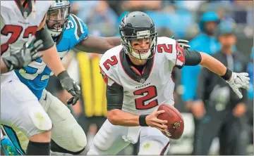  ?? File, Bob Leverone / AP ?? Atlanta quarterbac­k Matt Ryan (2) and the Falcons have lost four of five games, scoring 17 points or less in each loss.