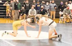  ?? MORNING CALL PHOTOS NICK FIERRO/ ?? Notre Dame-GP’s Ayden Smith, left, is seeking a state title at Friday’s PIAA Wrestling Championsh­ips at 106 pounds in Class 2A.