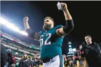  ?? MITCHELLLE­FF/GETTY ?? Eagles center Jason Kelce tweeted Monday that he plans to return for the 2023 season.