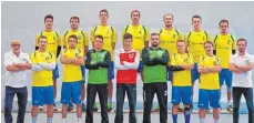  ?? FOTO: FRANK WEBER ?? Das Team der TG Biberach II geht in der Saison 2017/18 in der Bezirkslig­a auf Torejagd (hinten von links) Timo Glocker, Dennis Riedmüller, Manuel Kruse, Florian Naß, Moritz Kirsinger, Alexander Dilger, Lucas FettbackAl­varez, (vorn von links)...