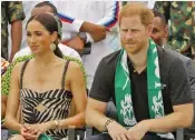  ?? ?? The Duke and Duchess of Sussex arrived in Nigeria on Friday